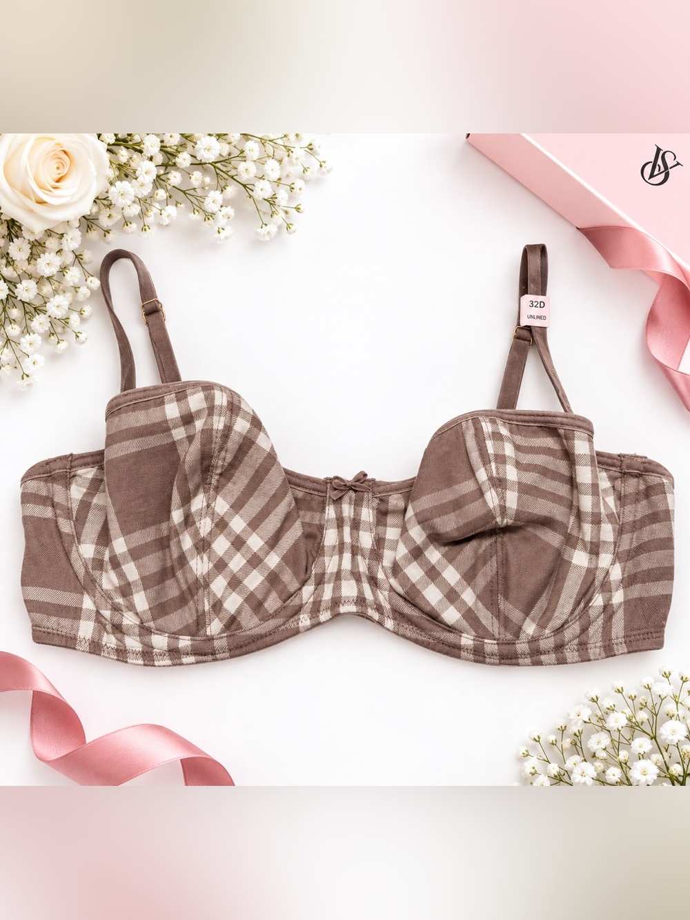 Victoria’s Secret Brown Plaid Underwire Bra - 32D